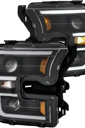 Discount ANZO 2015-2017 Ford F-150 Projector Headlights w/ Plank Style Switchback Black w/ Amber