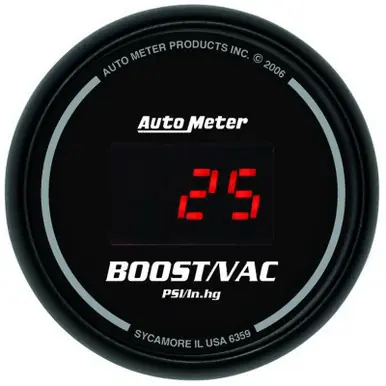 Worldwide Shipping Autometer Black 52mm 30 In Hg.-Vac./30 PSI Digital Vacuum/Boost Gauge - 6359