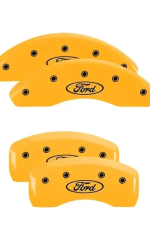 MGP 4 Caliper Covers Engraved Front & Rear Ford Oval Yellow Finish Black Char 21 Ford Bronco Sport Best Seller