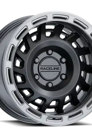 Fresh Stock Raceline 957BS Halo 18x9in / 8x180 BP / 18mm Offset / 130.81mm Bore - Black & Silver Lip Wheel