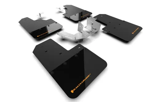 Rally Armor 2021-2023 Ford Bronco (Plstc Bmpr - NO Rptr/Sprt - NO RR/RB) Blk Mud Flap w/Cy Orange Logo Warranty Included