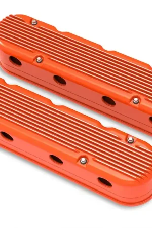 Top Pick Holley 2-Piece Finned Valve Cover - Gen III/IV LS - Factory Orange Machined