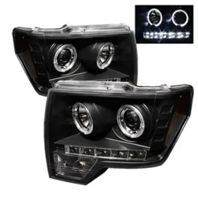 Order Now Spyder Ford F150 09-14 Projector Headlights Halogen Model- LED Halo LED Blk PRO-YD-FF15009-HL-BK - 5010230