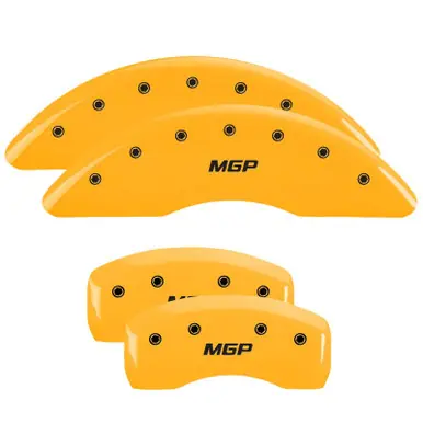 Fan Favorite MGP 4 Caliper Covers Engraved Front & Rear MGP Yellow Finish Black Char 1997 Toyota Supra - 16215SMGPYL