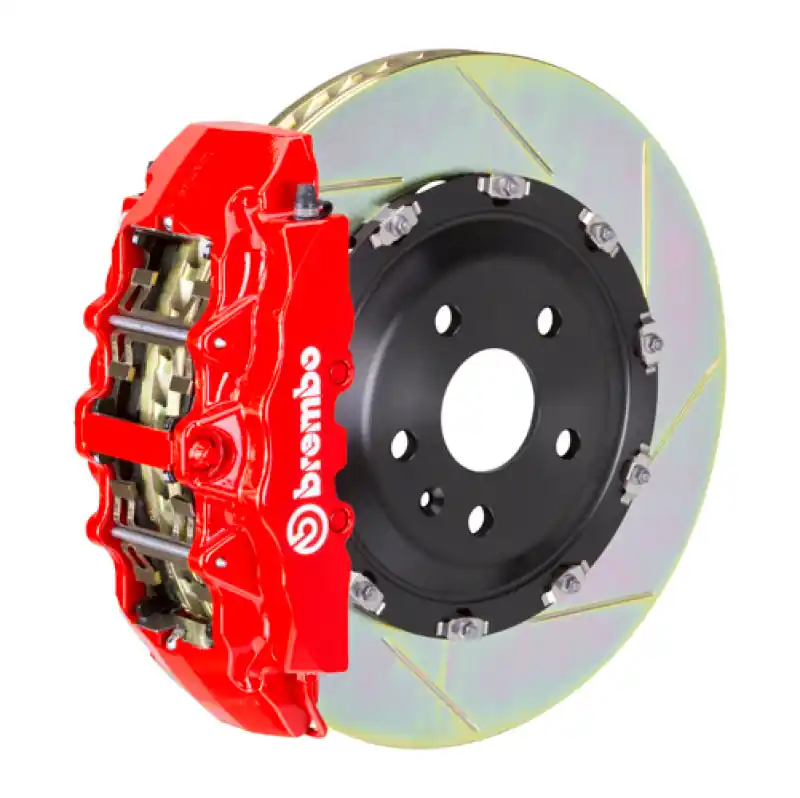Top Pick Brembo 14-18 A45 AMG Front GT BBK 6 Piston Cast 365x34 2pc Rotor Slotted Type1-Red