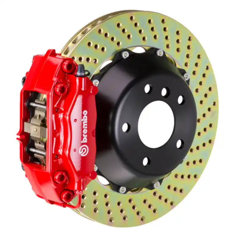 Brembo 06 330i Excl xDrive Rear GT BBK 4 Piston Cast 2pc 345x28 2pc Rotor Drilled-Red Brand New