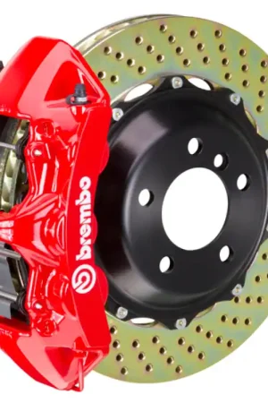 Brembo 03-07 H2 Rear GT BBK 4 Piston Cast 2pc 380x32 2pc Rotor Drilled-Red Premium