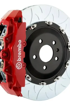 Brembo 08-16 R8 4.2/5.2 (CC Brake Eqpt) Fr GT BBK 6Pis Cast 380x34 2pc Rotor Slotted Type3-Red Certified