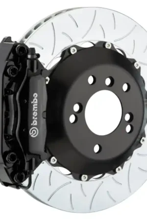 Brembo 08-14 WRX STI Rear GT BBK 4 Piston Cast 345x28 2pc Rotor Slotted Type3-Black Instant Buy