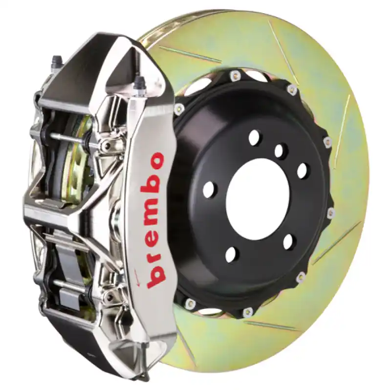 Brembo 99-07 Evo VI/VII/VIII/IX Fr GTR BBK 6 Piston Billet 355x32 2pc Rotor Slotted Type1 - Nickel Today Only