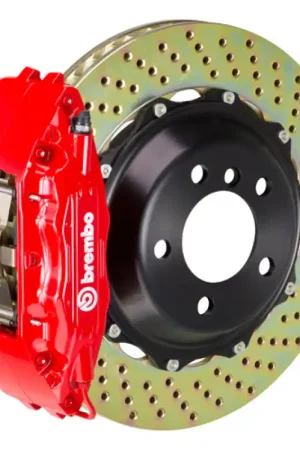 Brembo 95-01 7-Series (E38) Front GT BBK 4 Piston Cast 2pc 355x32 2pc Rotor Drilled-Red Top Rated