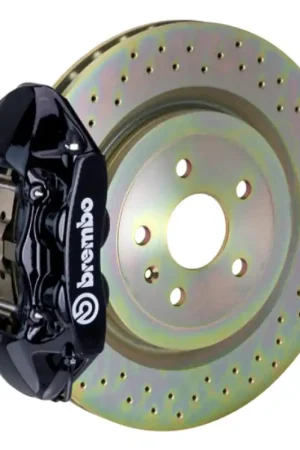 Exclusive Offer Brembo 10-15 Camaro V6 Rear GT BBK 4 Piston Cast 365x28 1pc Rotor Drilled-Black