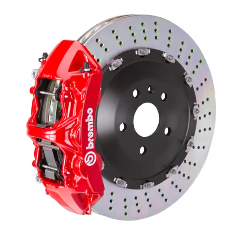 Direct From Manufacturer Brembo 08-10 Cayenne Turbo (Excl. Turbo S) Front GT BBK 6 Piston Cast 405x34 2pc Rotor Drilled-Red