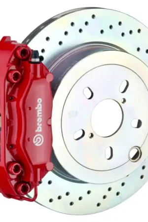 Brembo 66-89 911S/SC/Carrera Rear GT BBK 4 Piston Cast 2pc 309x28 1pc Rotor Drilled-Red Trending