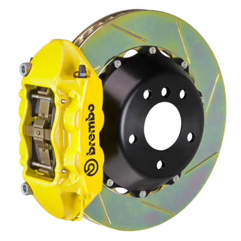 Markdown Brembo 12-17 M5 (F10) Rear GT BBK 4 Piston Cast 380x28 2pc Rotor Slotted Type-1- Yellow