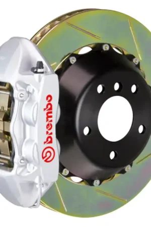 Direct From Manufacturer Brembo 07-15 Q7 (4L) Rear GT BBK 4 Piston Cast 380x28 2pc Rotor Slotted Type-1-Silver