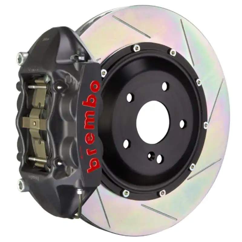 Brembo 08-14 WRX STI Rear GTS BBK 4 Piston Cast 345x28 2pc Rotor Slotted Type1-Black HA Viral