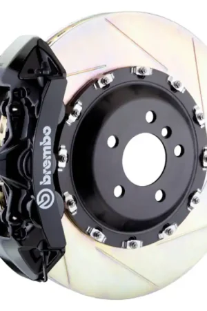 Get Yours Brembo 03-13 Flying Spur Front GT BBK 6 Piston Cast 411x34 2pc Rotor Slotted Type1 -Black