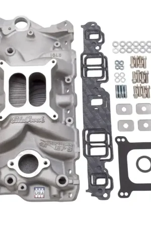 Price Drop Edelbrock Manifold w/ Installation Kit Performer Eps SBC 1957-1986 Natural Finish