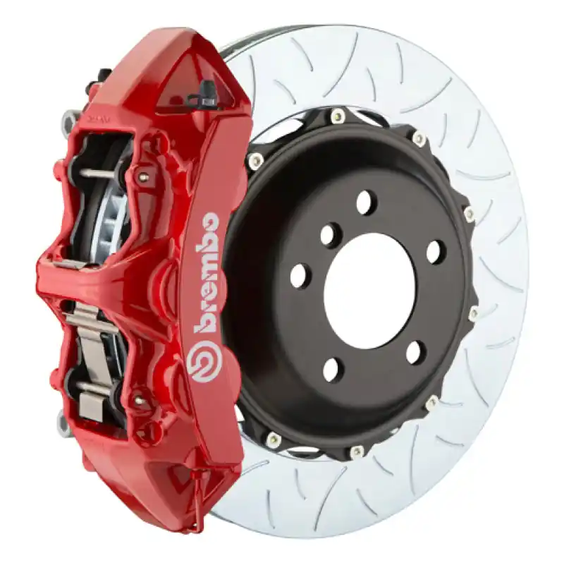 Brembo 08-15 Lancer Evo X Front GT BBK 6 Piston Cast 380x32 2pc Rotor Slotted Type-3-Red Fan Favorite