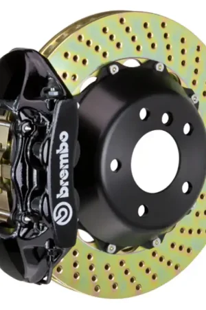 Brembo 03-08 SL55 AMG (Excl-Black Series) Rr GT BBK 4Pist Cast 380x28 2pc Rotor Drilled-Black Clearance