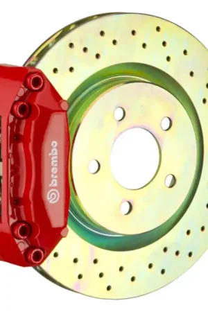 Wholesale Brembo 15-21 Golf (Mk7) Front GT BBK 4 Piston Cast 2pc 330x28 1pc Rotor Drilled-Red