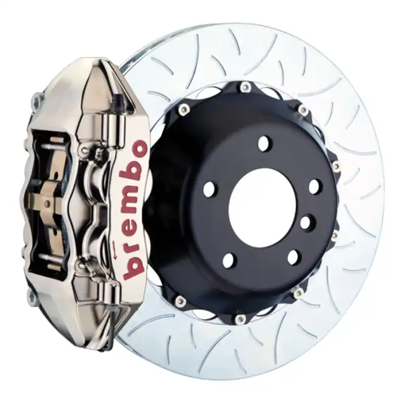 Mega Sale Brembo 11-18 Cayenne/S/GTS Rear GTR BBK 4 Piston Billet 380x28 2pc Rotor Slotted Type3- Nickel