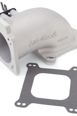Clearance Edelbrock Low Profile Intake Elbow 90mm Throttle Body to Square-Bore Flange As-Cast Finish