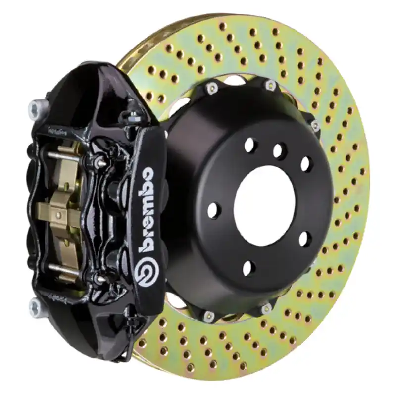 High Quality Brembo 06-08 RS4 Rear GT BBK 4 Piston Cast 380x28 2pc Rotor Drilled-Black