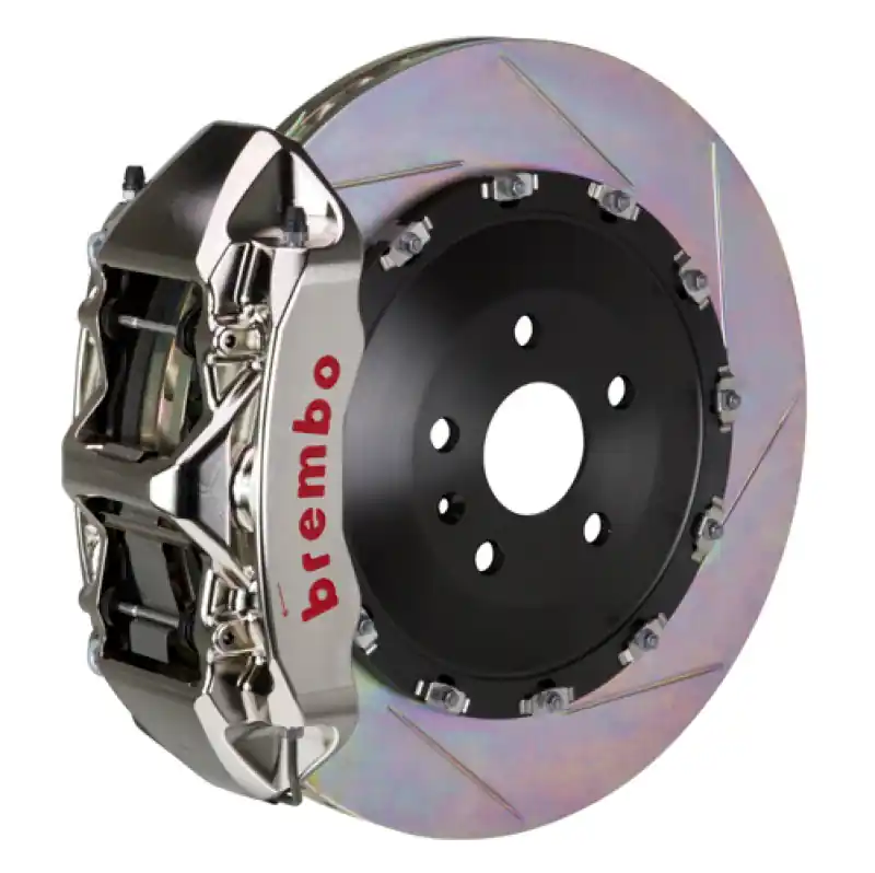Brembo 21+ Model S Plaid/Model X Plaid Fr GTR BBK 6Pist Billet 405x34 2pc Rotor Slot Type1 - Nickel New Arrival