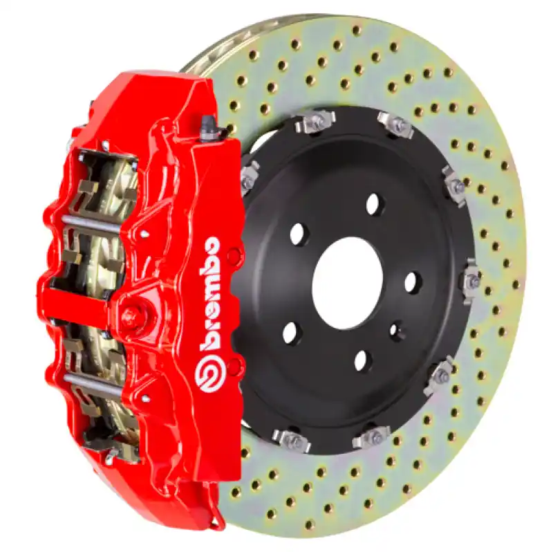 Weekend Sale Brembo 12-18 A6 3.0T/12-18 A7 3.0T Front GT BBK 6 Piston Cast 380x34 2pc Rotor Drilled-Red