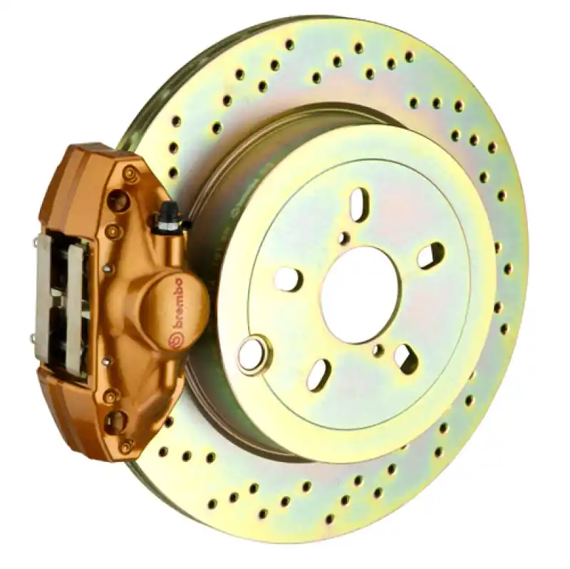 Brembo 12-16 FR-S Exc Model w/ Elec Park Brake Rr GT BBK 2 Pis Cast 2pc 316 x20 1pc Rtr Drill-Gold Authentic