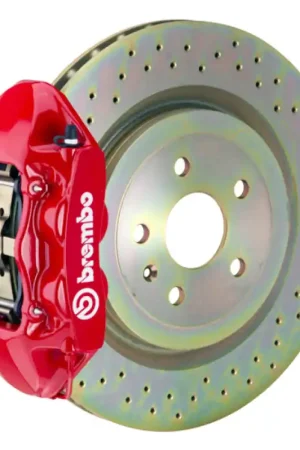 Discount Brembo 11-18 Focus/13-18 Focus ST Front GT BBK 4 Piston Cast 336 x28 1pc Rotor Drilled-Red
