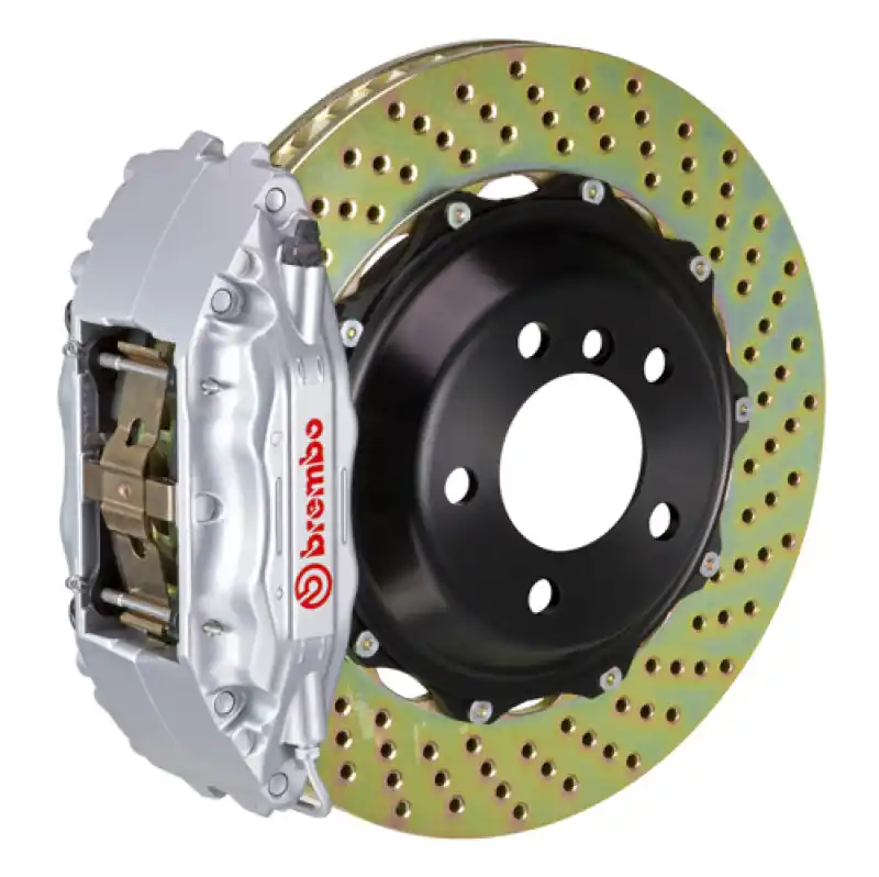 Brembo 95-98 240SX/ w/5-lug Hubs Front GT BBK 4 Piston Cast 2pc 332x32 2pc Rotor Drilled-Silver Next Day Delivery