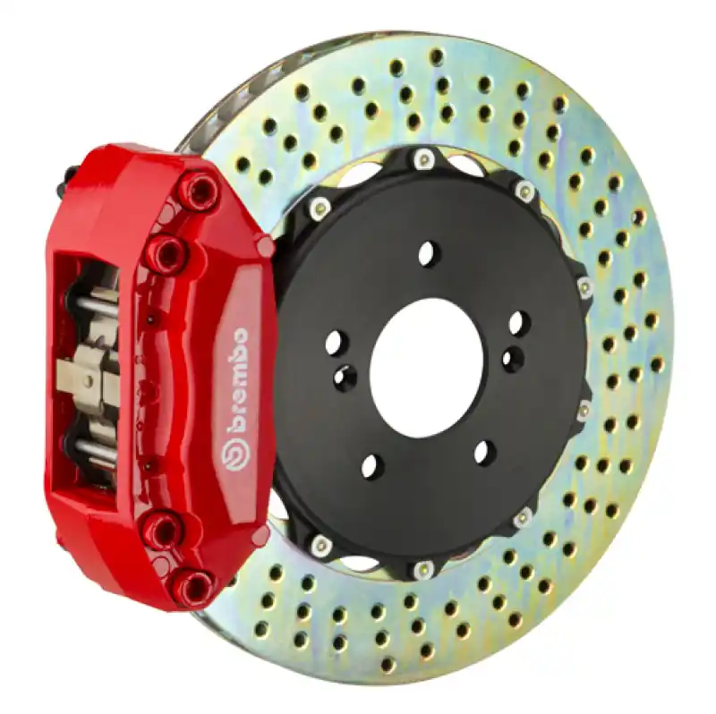 Brembo 00-06 Celica/03-07 Matrix/04-10 tC Fr GT BBK 4 Piston Cast 2pc 328x28 2pc Rotor Drilled-Red Free Delivery