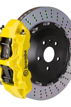 No Minimum Order Brembo 21+ Model S Plaid/Model X Plaid Front GT BBK 6 Piston Cast 405x34 2pc Rotor Drilled- Yellow