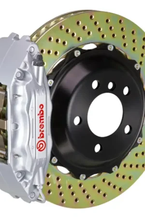 Seasonal Sale Brembo 99-07 Evo VI/VII/VIII/IXFront GT BBK 4 Piston Cast 2pc 355x32 2pc Rotor Drilled-Silver