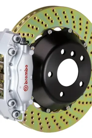 Brembo 10-16 E550 Sedan Rear GT BBK 4 Piston Cast 345x28 2pc Rotor Drilled-Silver Fast Shipping