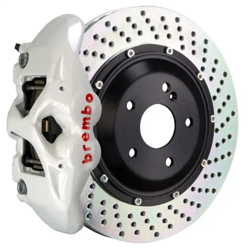 Brembo 05-13 Range Rover Sport (L320) Rear GT BBK 4 Piston Cast 380x28 2pc Rotor Drilled- White Fan Favorite