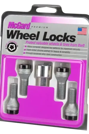 McGard Wheel Lock Bolt Set - 4pk. (Cone Seat) M14X1.5 / 17mm Hex / 31.0mm Shank Length - Black Handmade