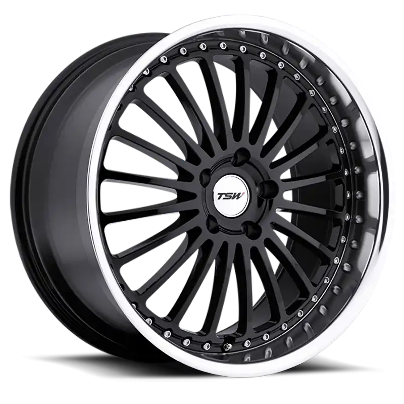 TSW Silverstone GB 18x8 +40 5x114.3mm 76.1mm Gloss Black Mirror Cut Lip Price Drop