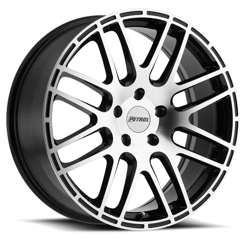Original Petrol P6A GBM 17x7.5 +40 5x114.3mm 76.1mm Gloss Black Machined Cut Face