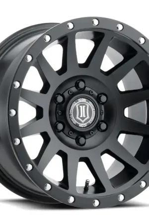 ICON Compression 17x8.5 6x5.5 0mm Offset 4.75in BS 106.1mm Bore Satin Black Wheel Instant Buy