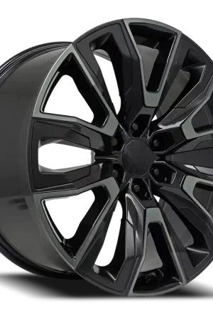 Bulk Order Factory Reproductions FR 207 GM Split 6 Spoke Replica GB 24x10 +31 6x139.7mm 78.1mm Gloss Black Machined Face-Dark Clear Satin Black Inserts