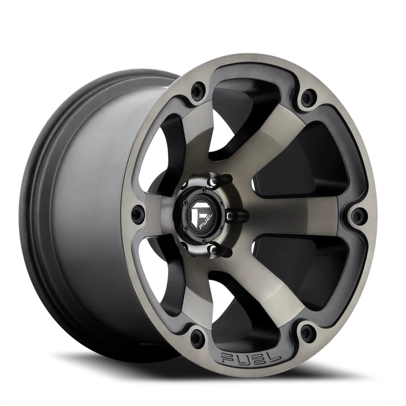 Free Returns Fuel Beast D564 18x9 -12 5x127mm 78.1mm Matte Black Machined-Dark Tint